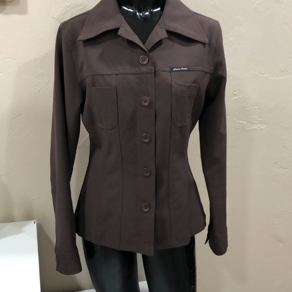 GUESS Jacket woman’s small brown button down form fitting blazer